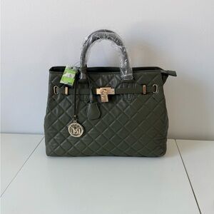 Badgley Mischka Olive Quilted Satchel